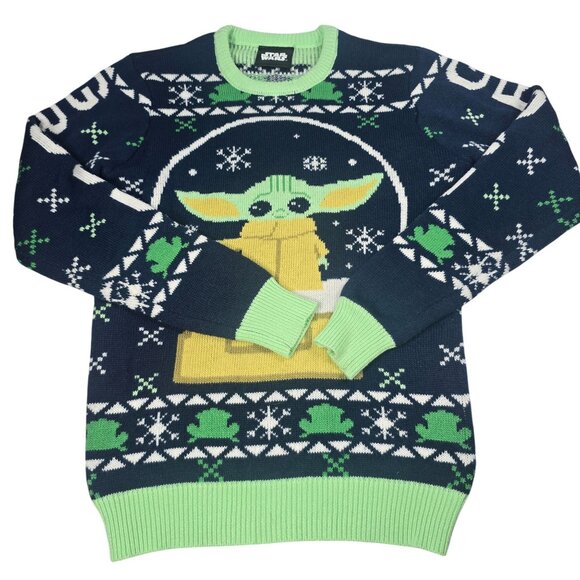 Star Wars Geeknet Grogu Snow Globe Ugly Christmas Sweater Small - Picture 2 of 9